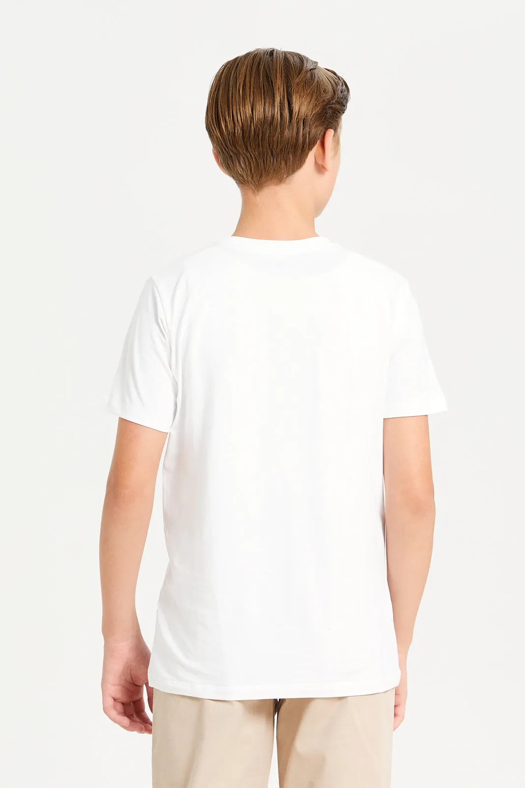 Senior Boys White Skate Print T-Shirt