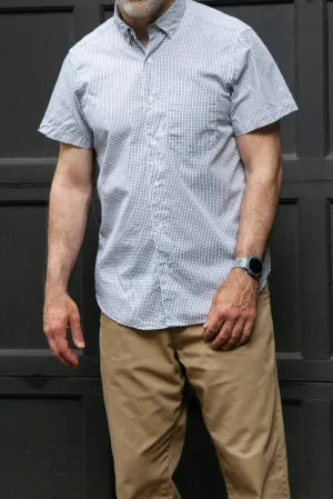 Short Sleeve Single Needle Shirt, Gingham Black and White