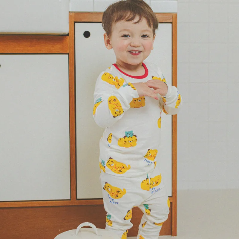 Single Spandex Brushed Fabric pajamas set-Little Tiger