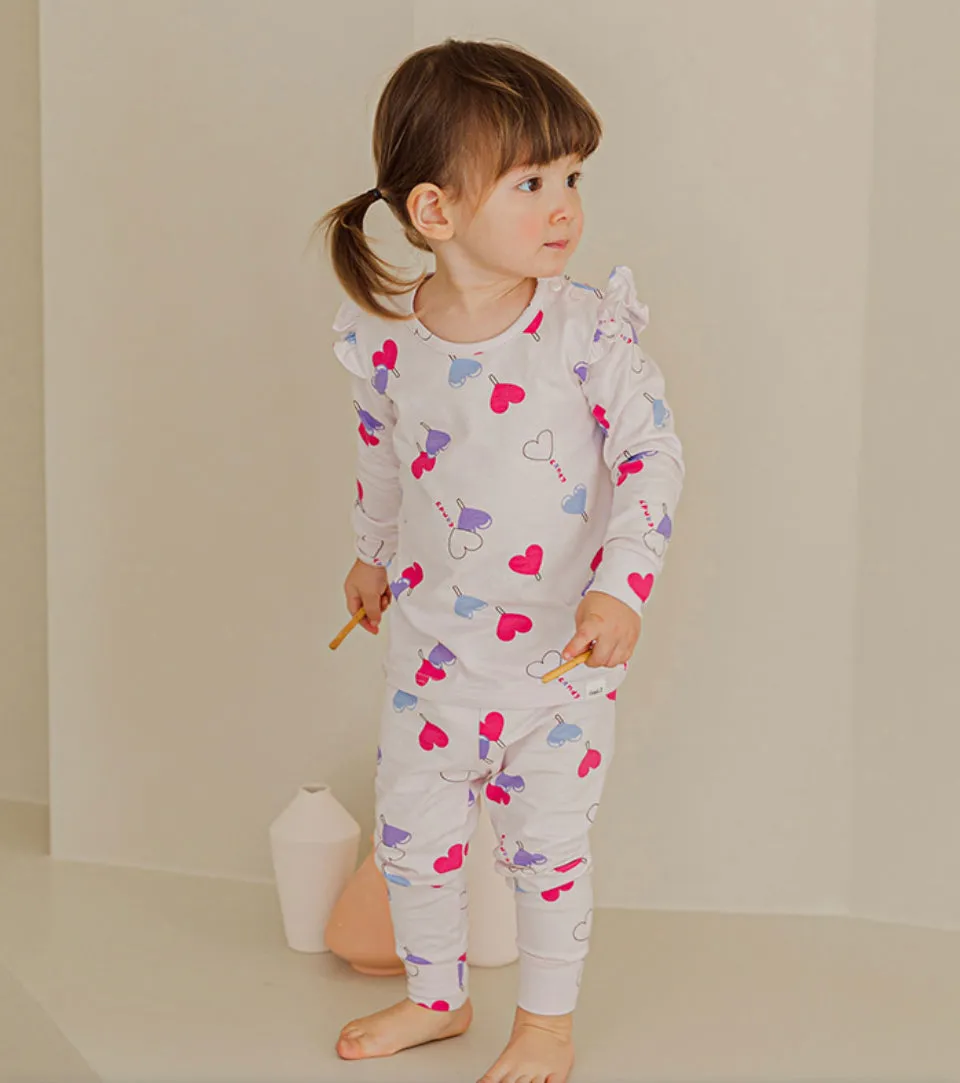 Single Spandex Fabric  Pajamas set-Candy Heart