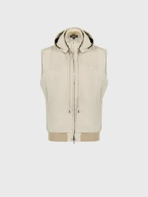 Sleeveless Zipped Cardigan with Hood