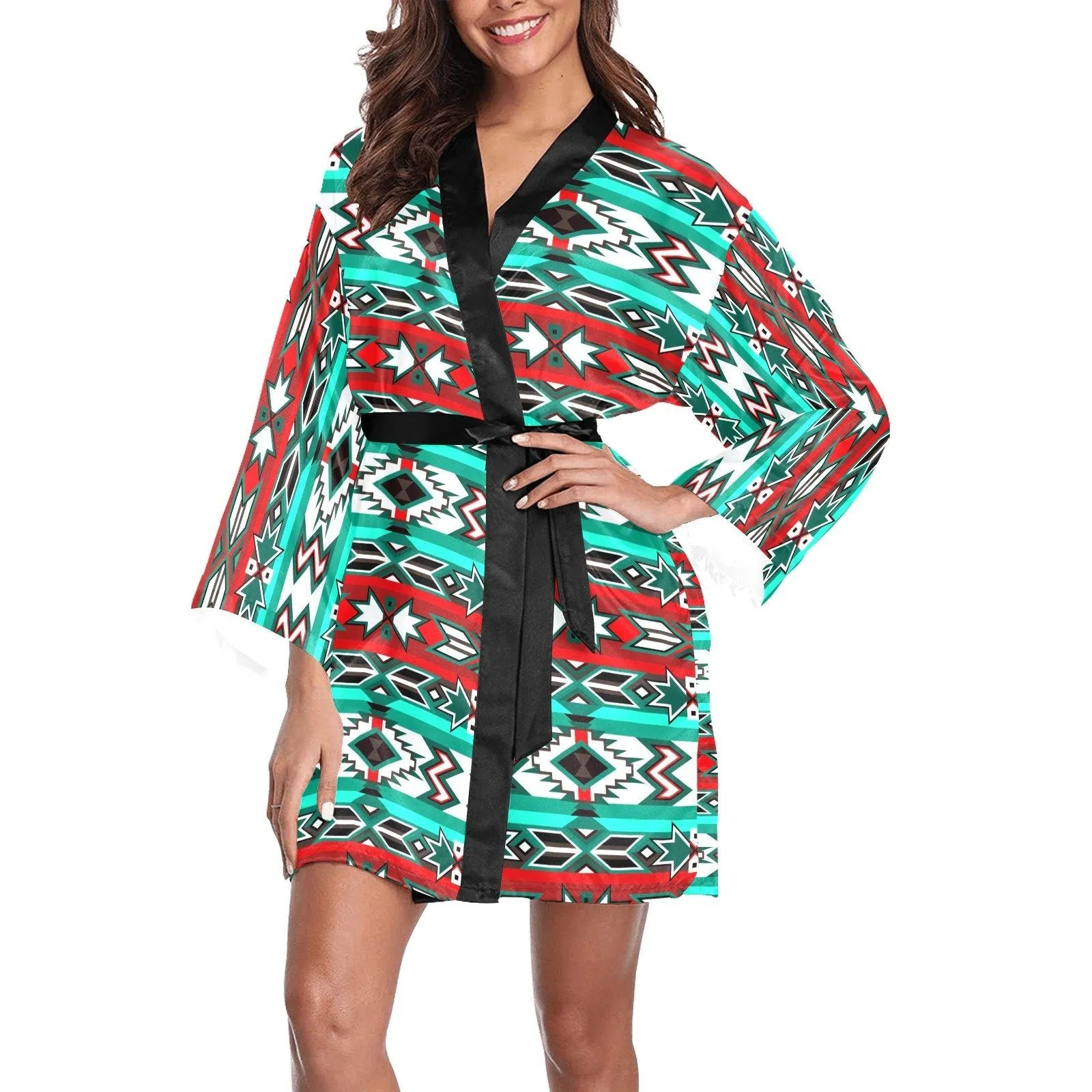 Southwest Journey Long Sleeve Satin Robe