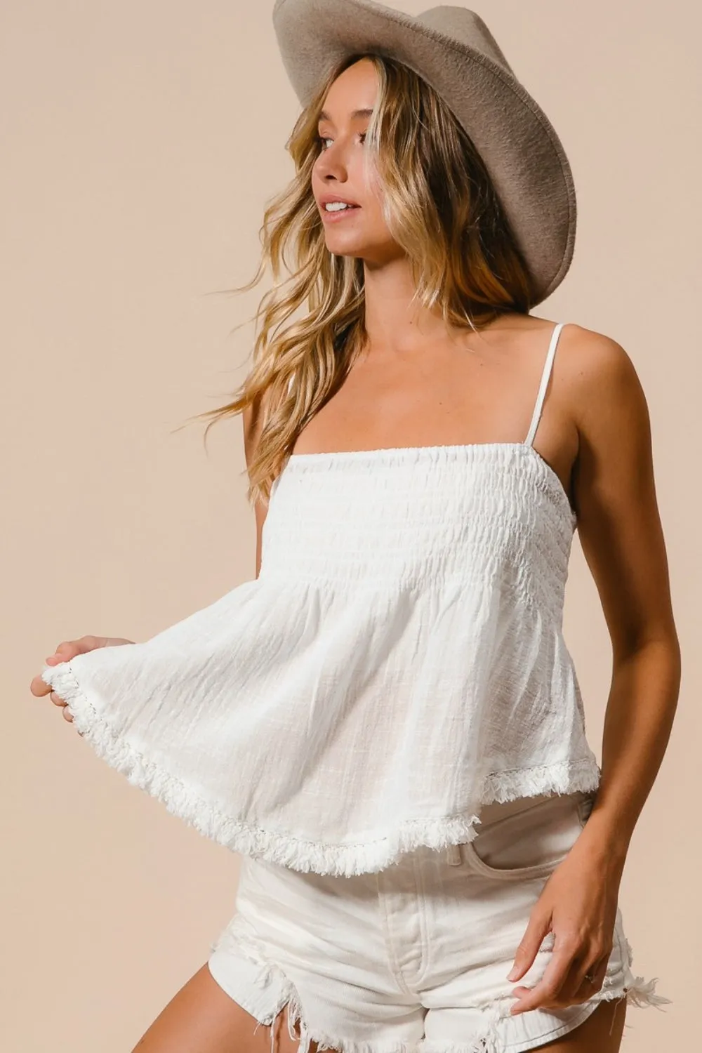 Stay Awhile Smocked Cami