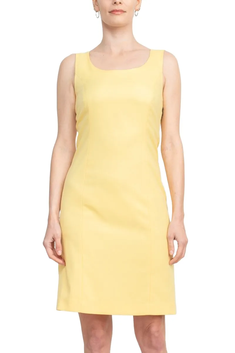 Tahari ASL Scoop Neck Sleeveless Short Dress With Matching Crew Neck 3/4 Ruffle Cuff Sleeves Jacket