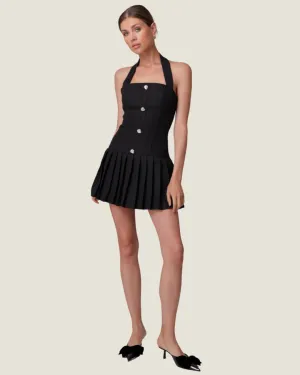 The Dafni: Black Halter Mini Dress