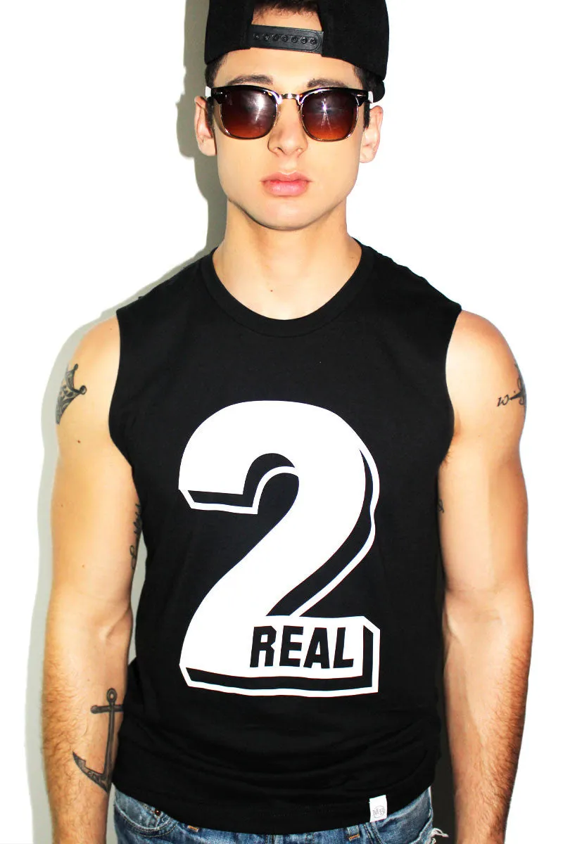 Too Real Sleeveless Tee- Black