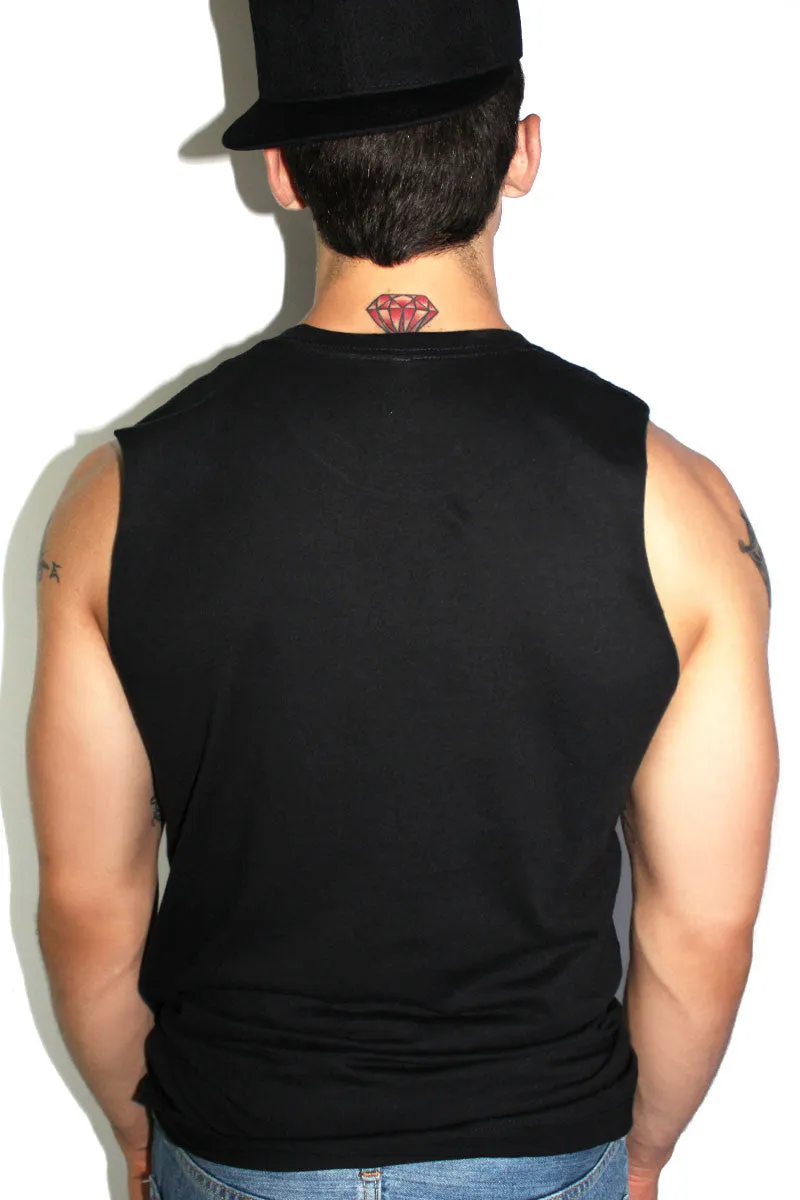 Too Real Sleeveless Tee- Black