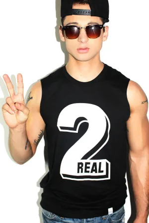 Too Real Sleeveless Tee- Black