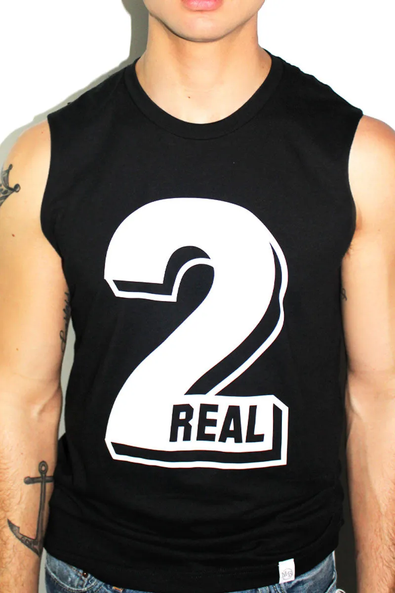 Too Real Sleeveless Tee- Black