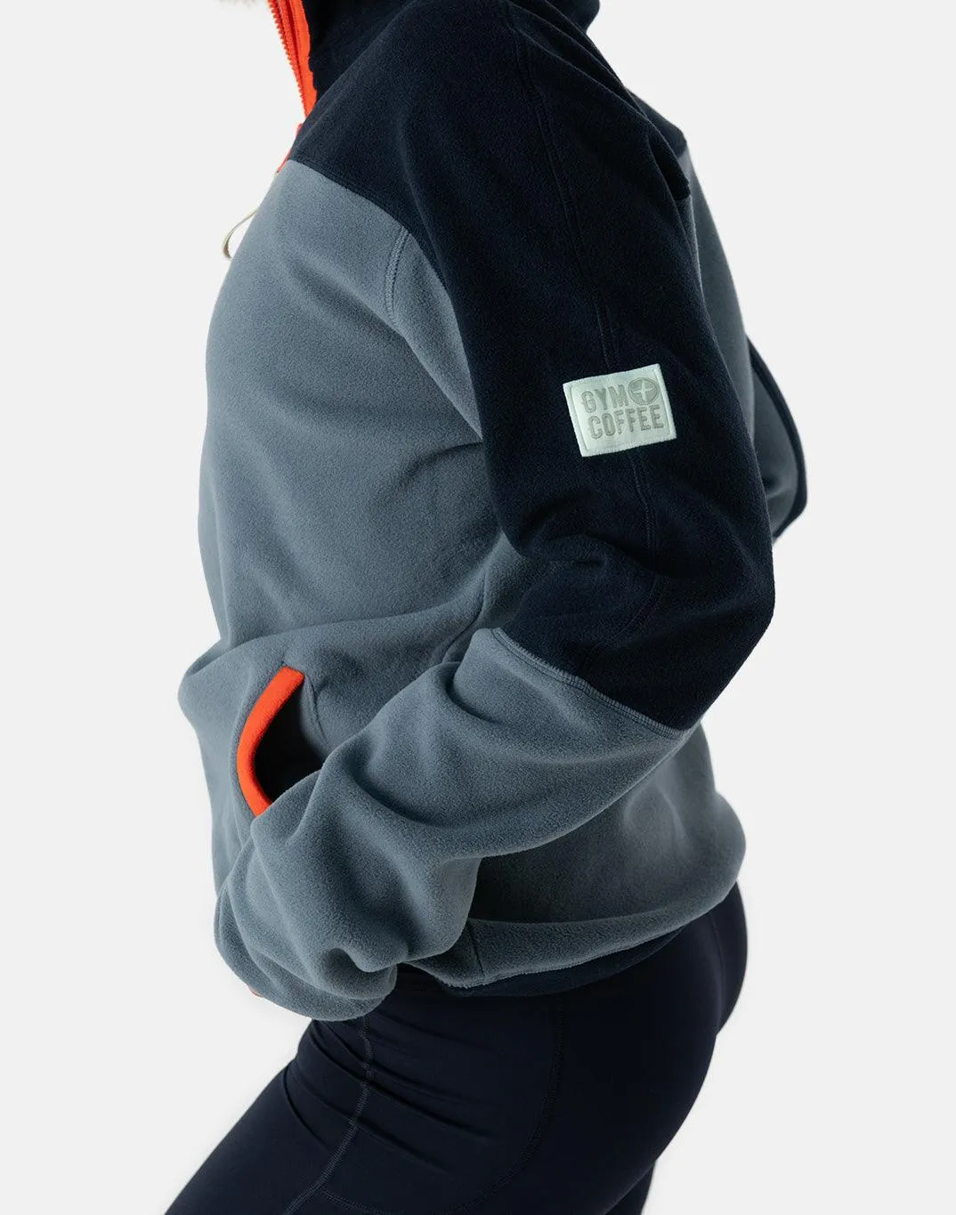 Unisex Half Zip Polar Fleece in Stone Blue