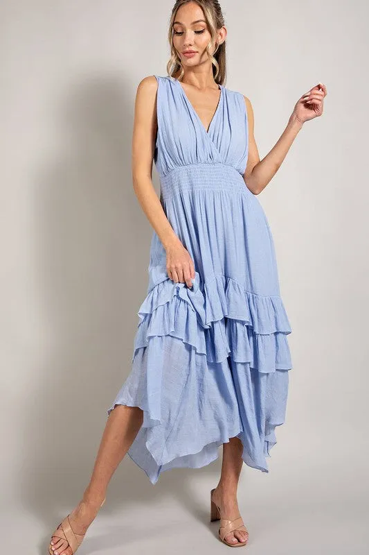 V-Neck Ruffle Maxi Dress