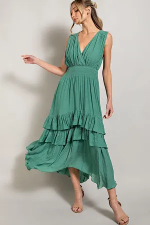 V-Neck Ruffle Maxi Dress