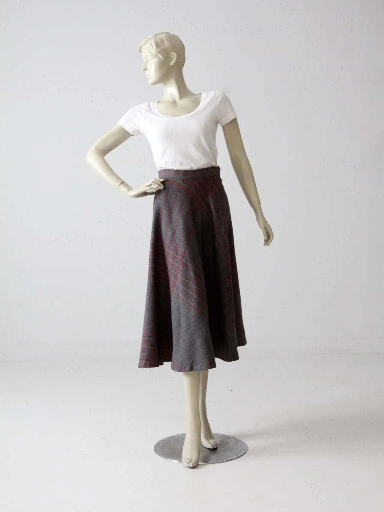 vintage 70s plaid wool skirt