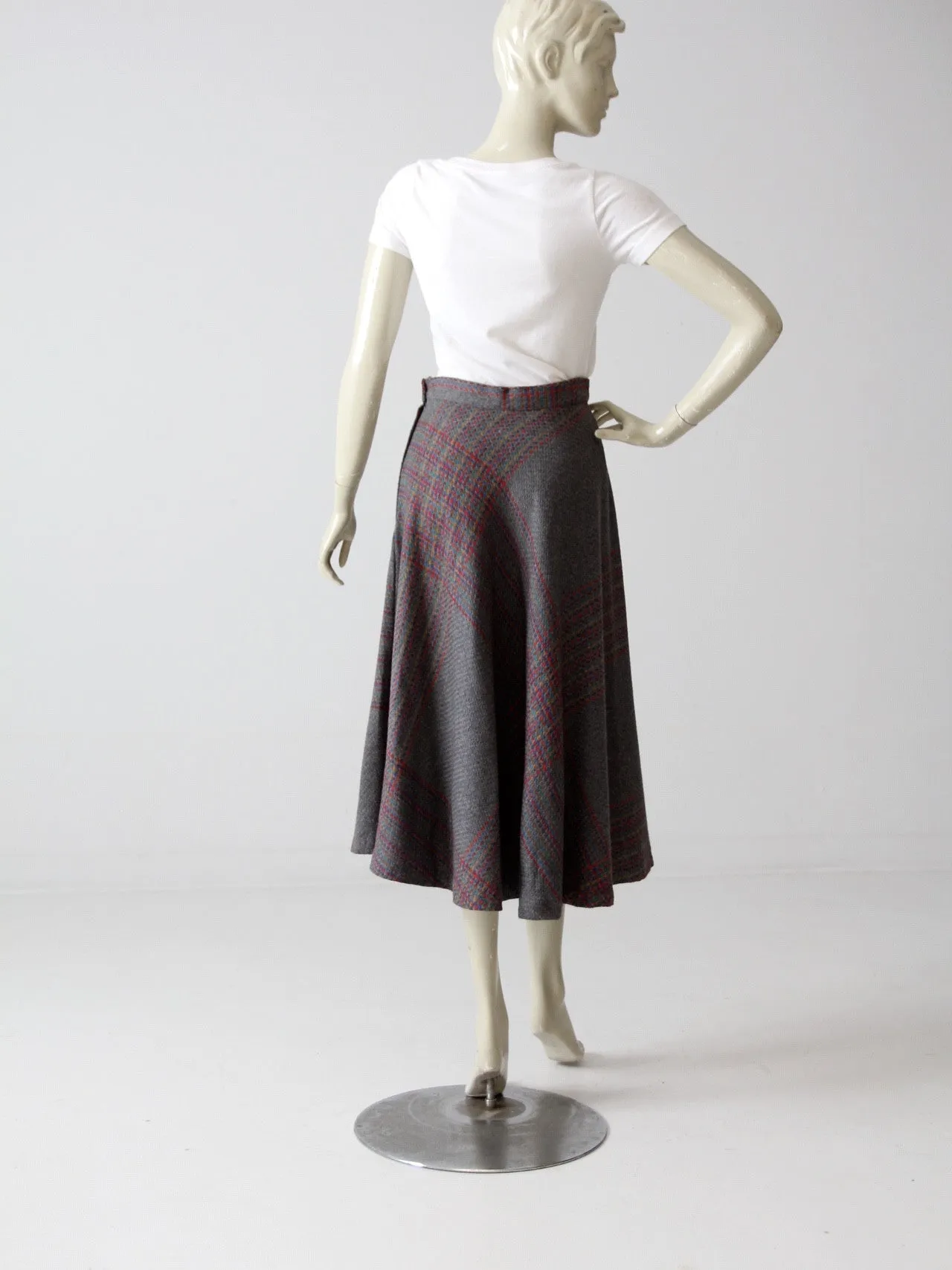 vintage 70s plaid wool skirt