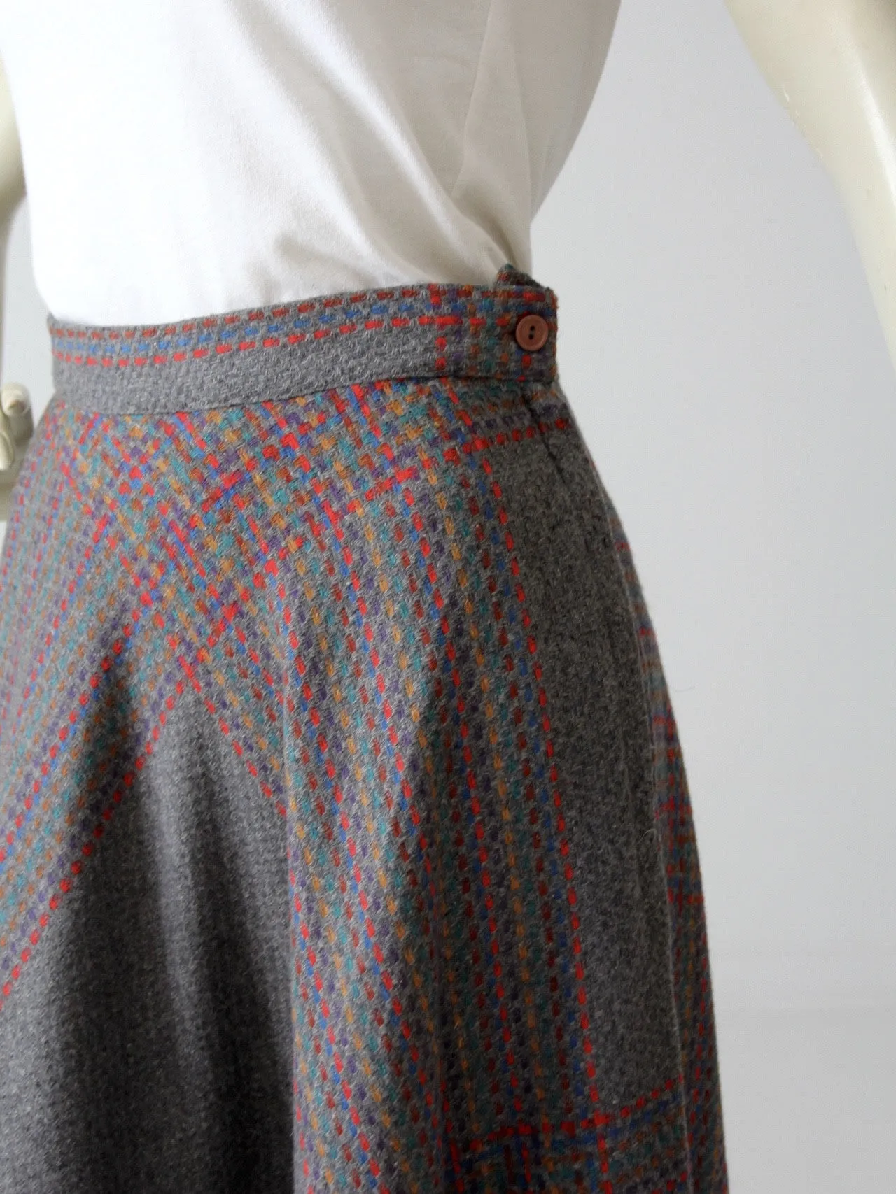 vintage 70s plaid wool skirt