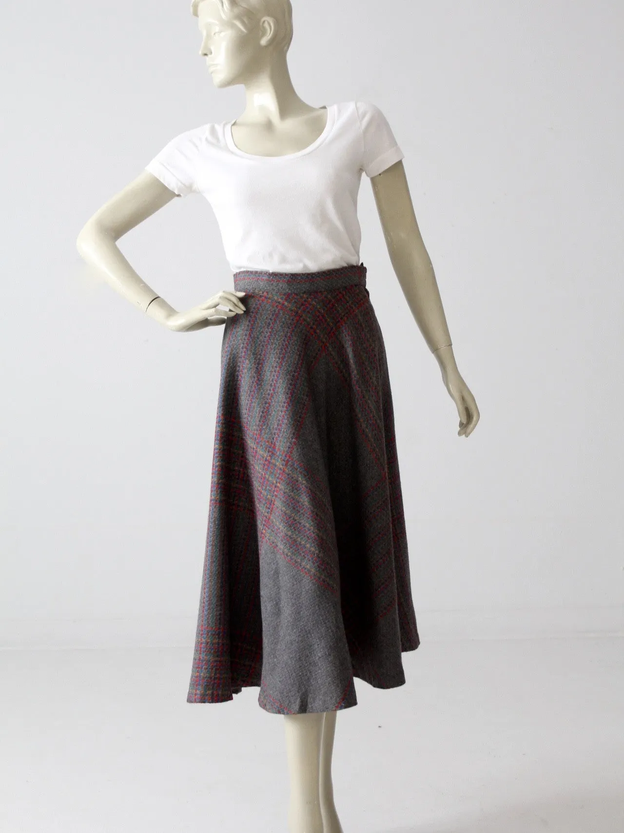 vintage 70s plaid wool skirt