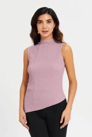 Women Mauve Textured Asymmetric Top