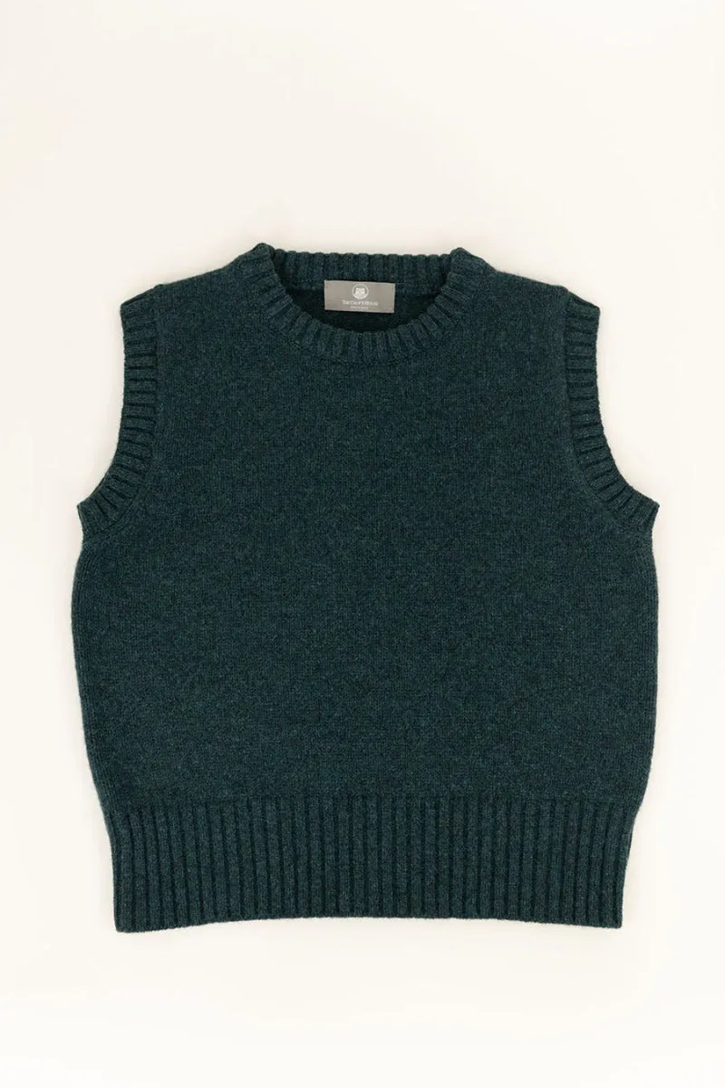 Womens Warm Geelong Lambswool Tank Top - Teal